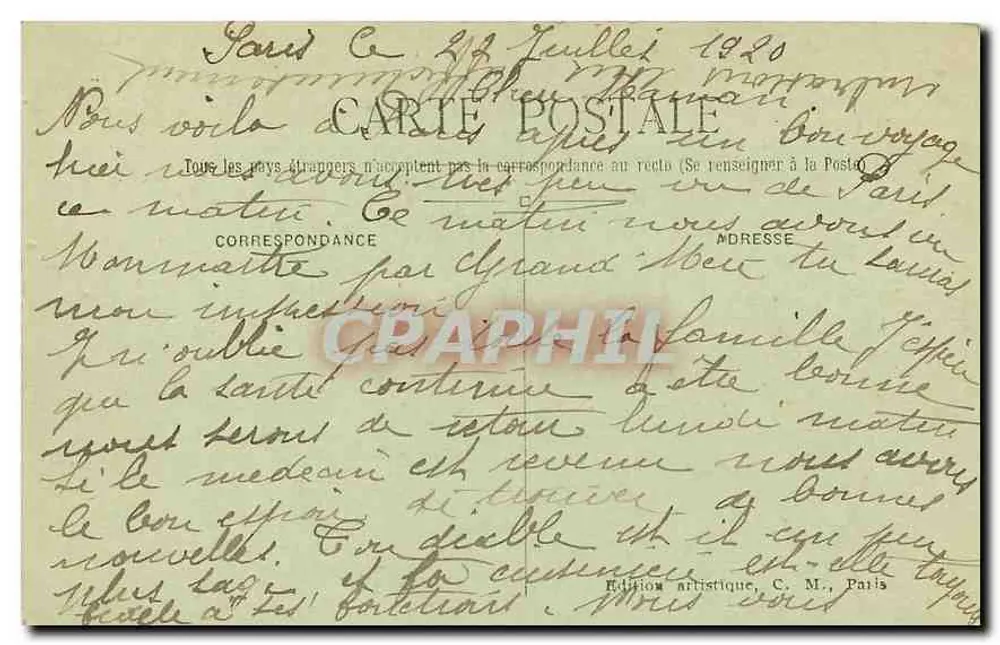Paris — Basilika des Heiligen Herzens und Glockenturm — C. M. Nr. 257 - Rückseite
