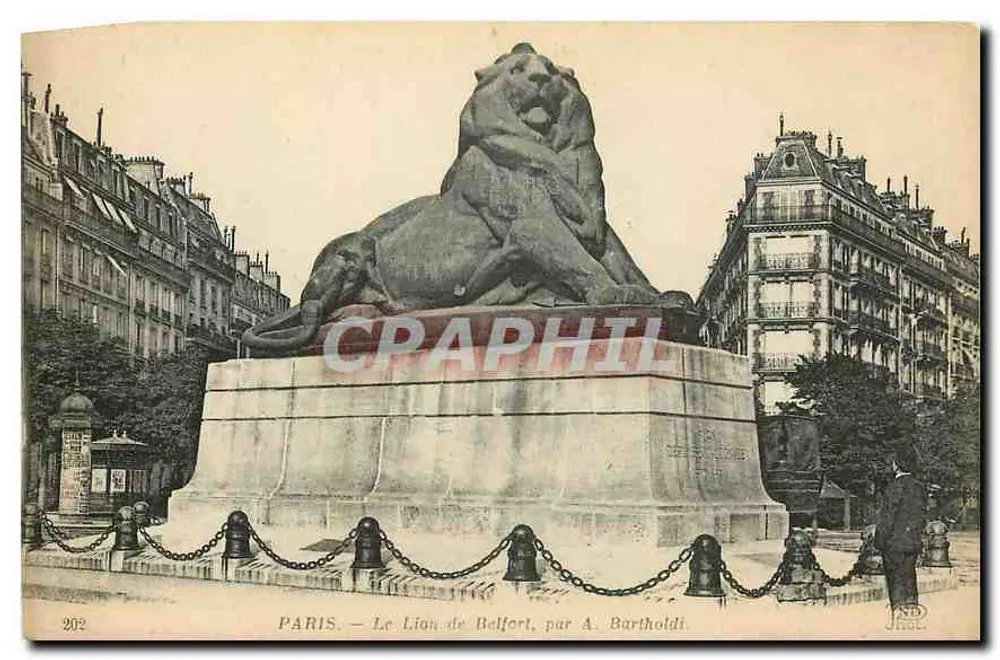 Paris — O Leão de Belfort, por A. Bartholdi — editor J. H. J. S. - Frente