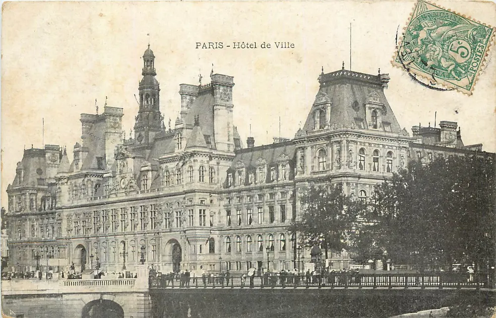 PARIS - Hotel de Ville — vista do edifício e do quai — editor desconhecido - Frente
