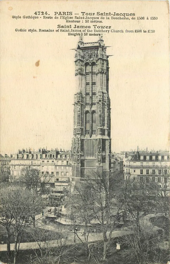 Paris — Torre Saint-Jacques — Restos da igreja da Boucherie, 1508-1550 - Frente