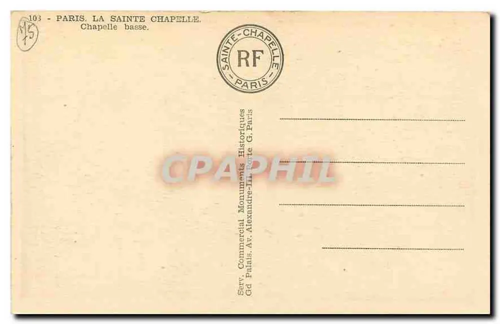 Paris, A Santa Capela — Capela baixa — Sert. Commercial, Paris - Verso