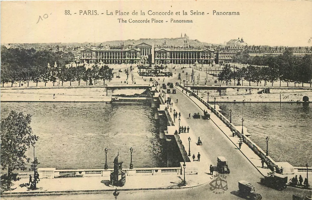 Paris - La Place de la Concorde und die Seine - Panorama - Impr. Abellé Paris - Vorderseite