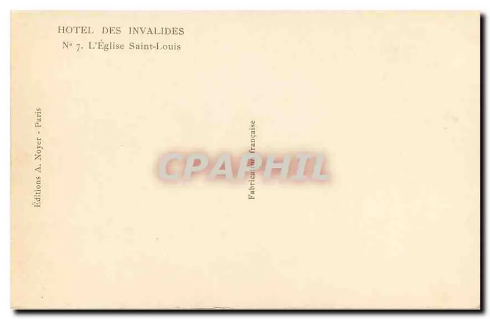 Église Saint-Louis — Hotel des Invalides — Éditions A. Noyer, Paris - Verso