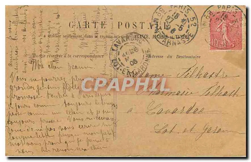 Paris - Place de la Bastille — coluna da Bastilha com estátua da Liberdade — editor Cavillart - Verso