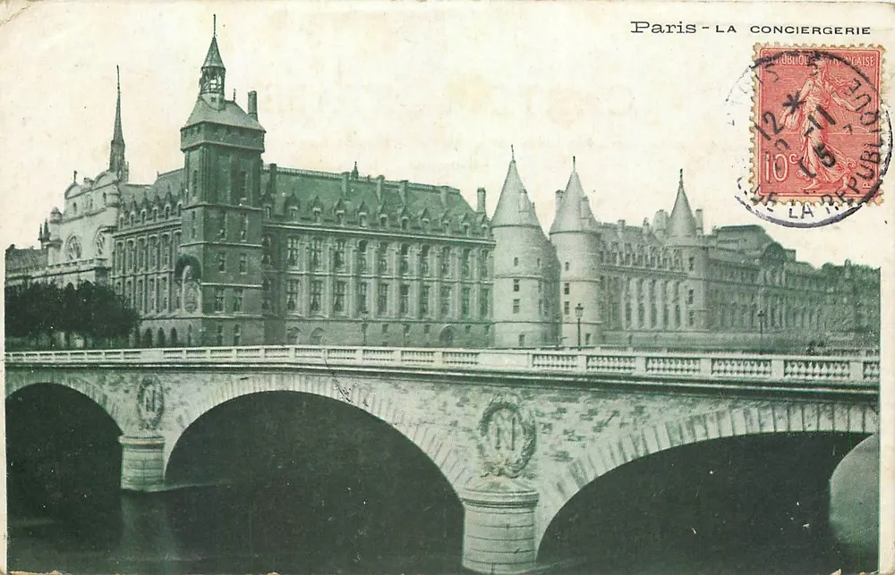 Paris - La Conciergerie — vue du bâtiment et du pont sur la Seine, éditeur 'La République Française' - Frente