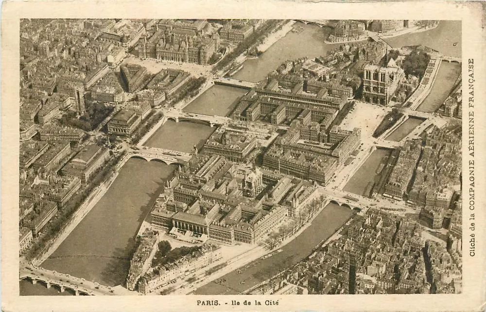 Paris - Ilha de La Cité — vista aérea — Companhia Aérea Francesa - Frente