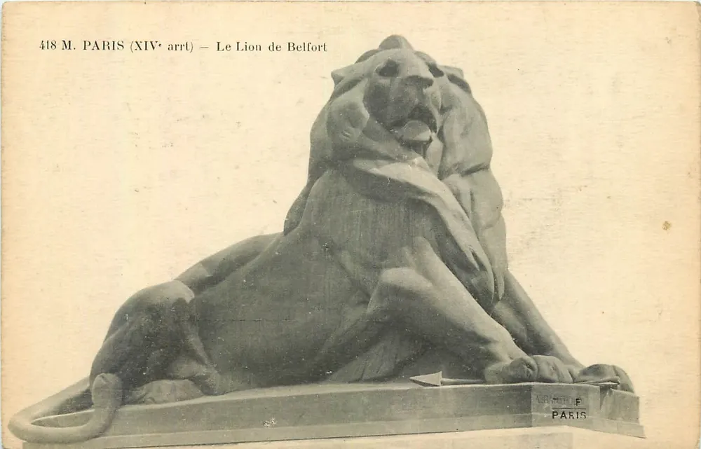 El León de Belfort — estatua monumental — F. Fleury, París - Anverso
