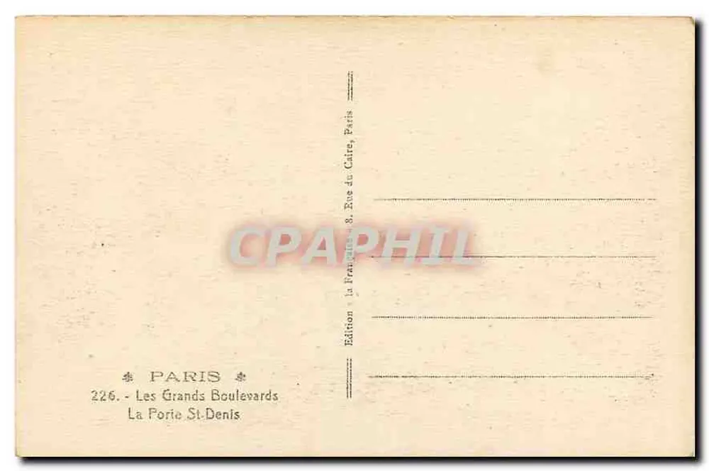Arco del Triunfo — vista de la plaza de la Concordia — Edición La Forie St-Denis, n° 226 - Reverso