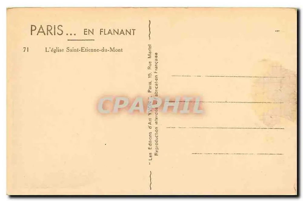 Kirche Saint-Étienne-du-Mont — Paris — Éditions d'Art Yvon - Rückseite