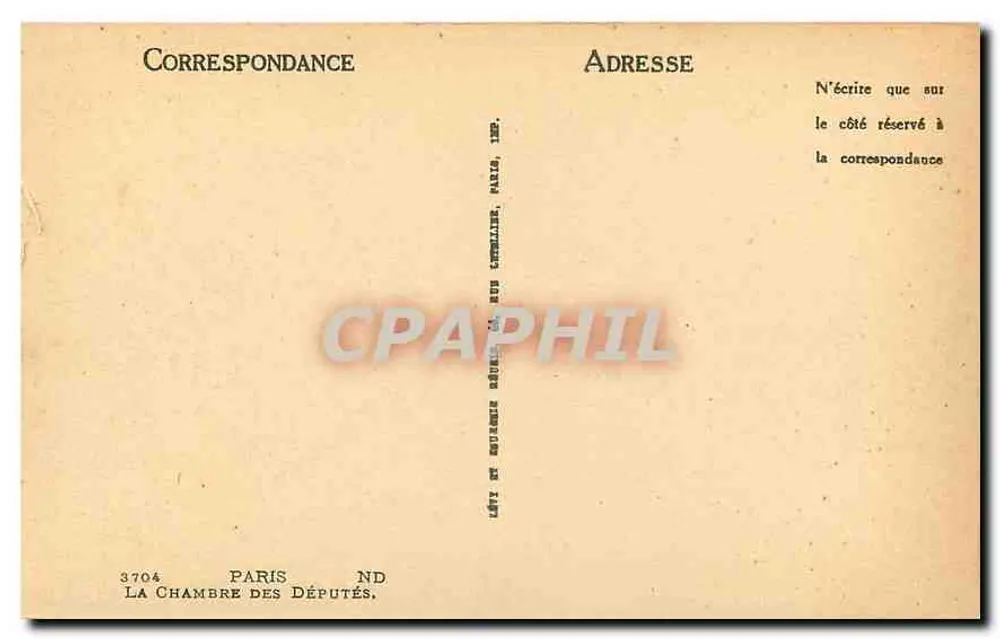 A Câmara dos Deputados — Paris — editor A Câmara dos Deputados, n° 3704 - Verso