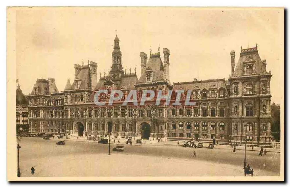 Hotel de Ville de Paris — vista panorâmica — editor LL, n° 1978 - Frente