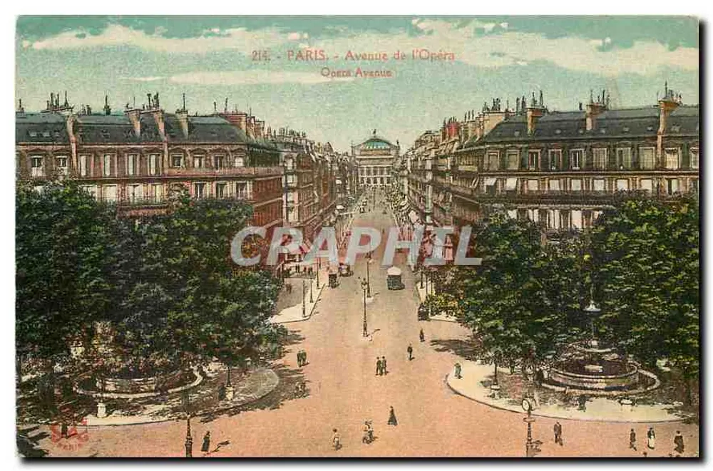 Paris - Avenida da Ópera — vista panorâmica — editor não identificado, n° de série 215 - Frente