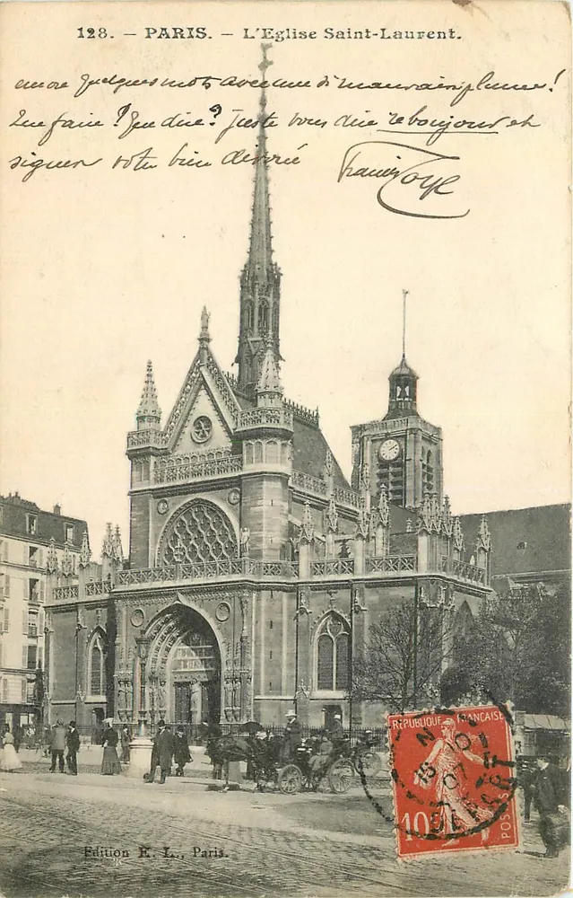 Paris — A Igreja de São Lourenço — Edição R. L., Paris - Frente