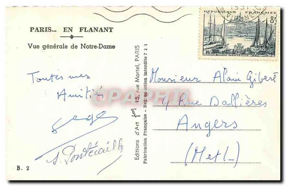 Notre-Dame de Paris — Vue générale — Éditions d'Art Martel, Paris - Verso