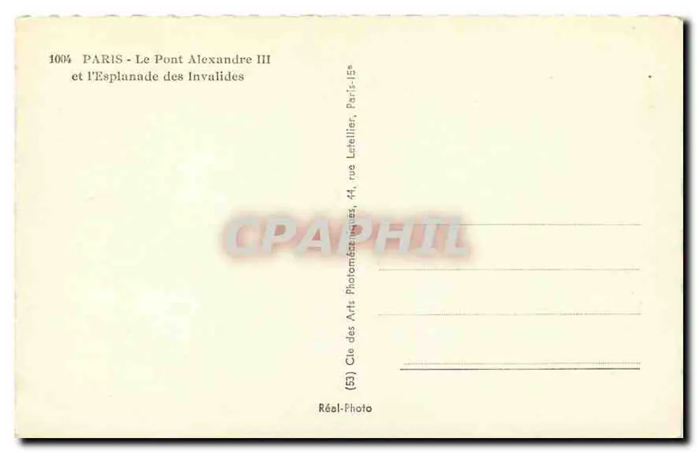 Paris - Le Pont Alexandre III et l'Esplanade des Invalides — Clio des Arts, Paris - Verso