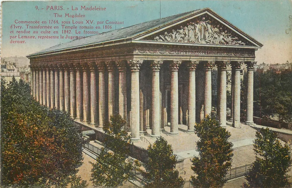 PARIS - A Madeleine — Templo romano, frontão do Julgamento Final — - Frente