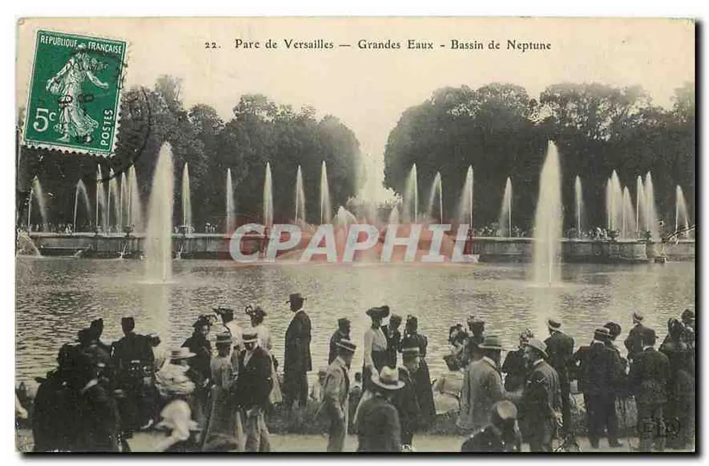 Parc de Versailles — Grandes Eaux - Bassin de Neptune — éditeur inconnu, n° 22 - Recto