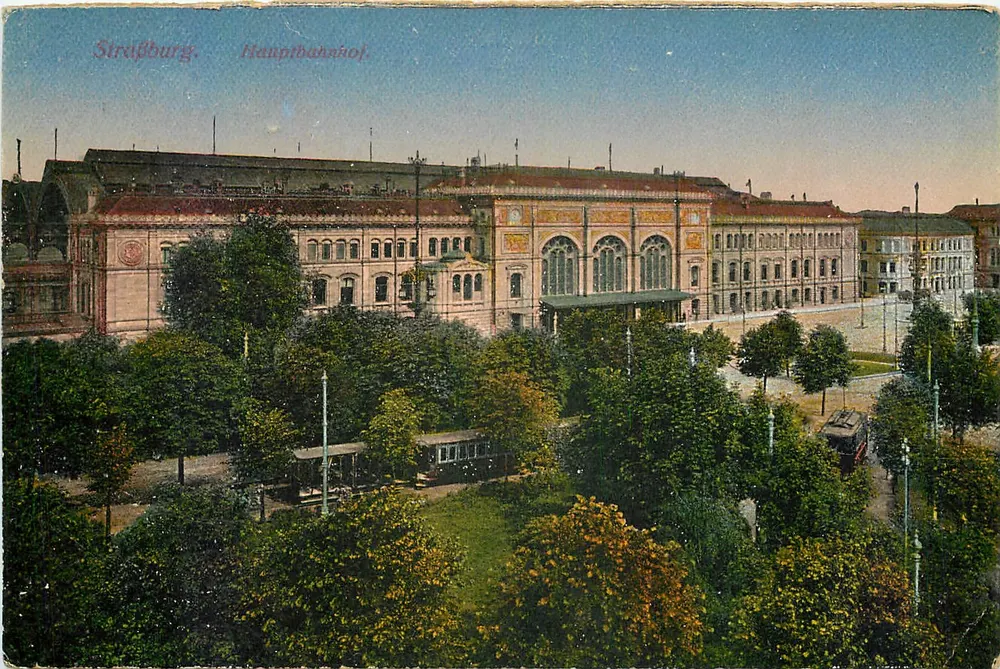 Strasbourg, Hauptbahnhof — vista panorâmica — editor não identificado - Frente