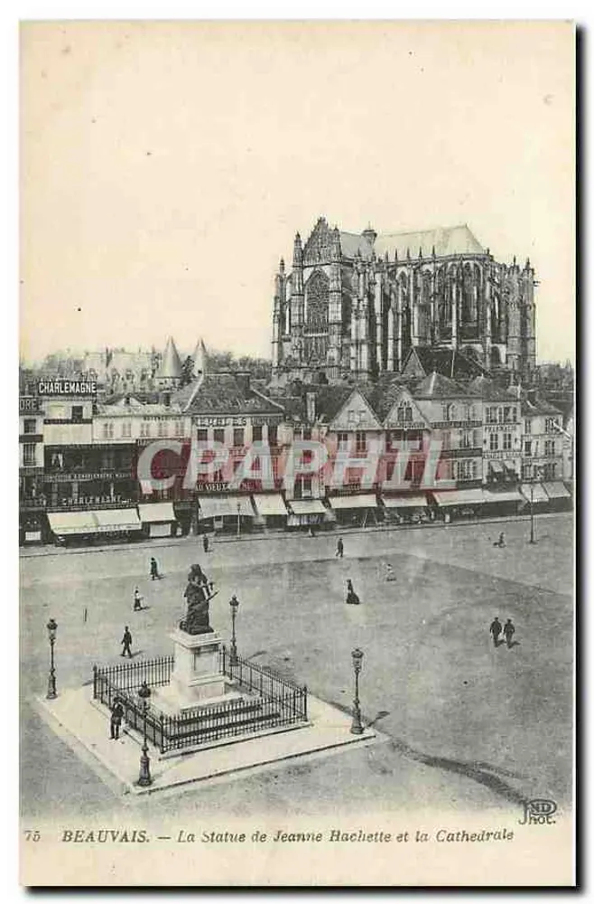 Beauvais — Die Statue von Jeanne Hachette und die Kathedrale — JND - Vorderseite