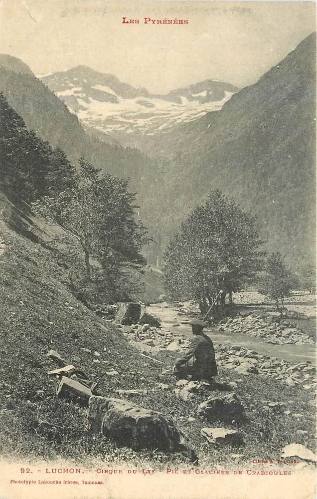 Pyrénées — Cirque du Lys, Pic et Glaciers de Crabioules — Fototypia Labouche frères, Toulouse, nr 92 - Awers