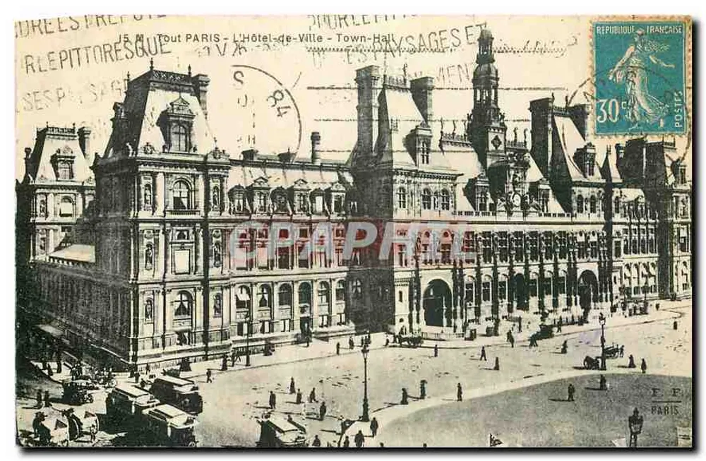 Paris - L'Hôtel-de-Ville — Town-Hall — editor 'Tout Paris' e número de série 'J5 M' visível - Frente