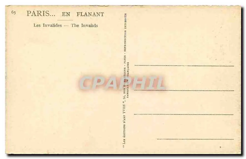 Les Invalides — Paris... en Flanant — Éditions d'Art Yvon - Verso