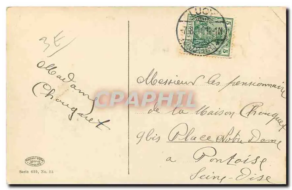 Metz — Vue prise du jardin Boufflers sur la Garnisonkirche — éditeur : Société Anonyme de Photographie, série 699, n° 33 - Verso
