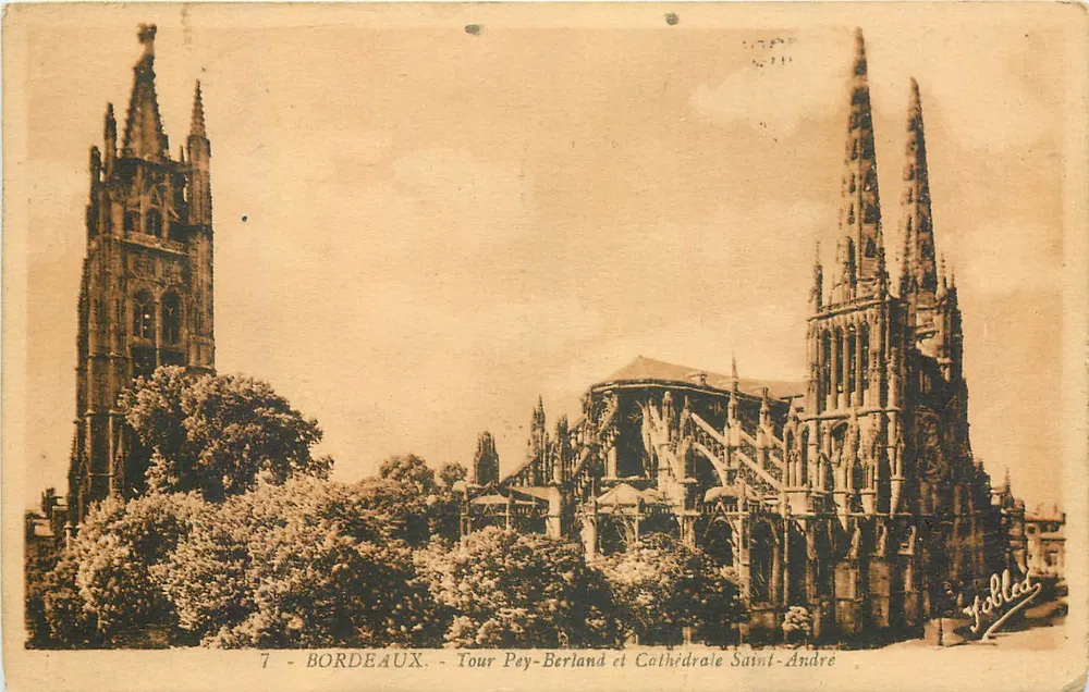 Bordeaux - Turm Pey-Berland und Kathedrale Saint-André — Verlag Yolbée, Nr. 7 - Vorderseite