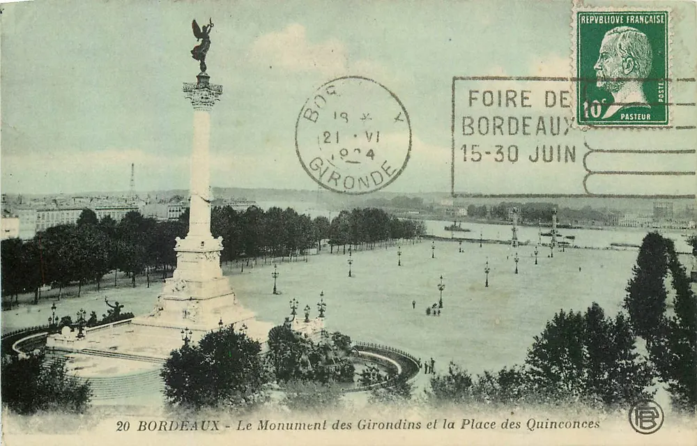 Bordeaux - Das Denkmal der Girondins und der Place des Quinconces — Verlag B. R. n°20 - Vorderseite