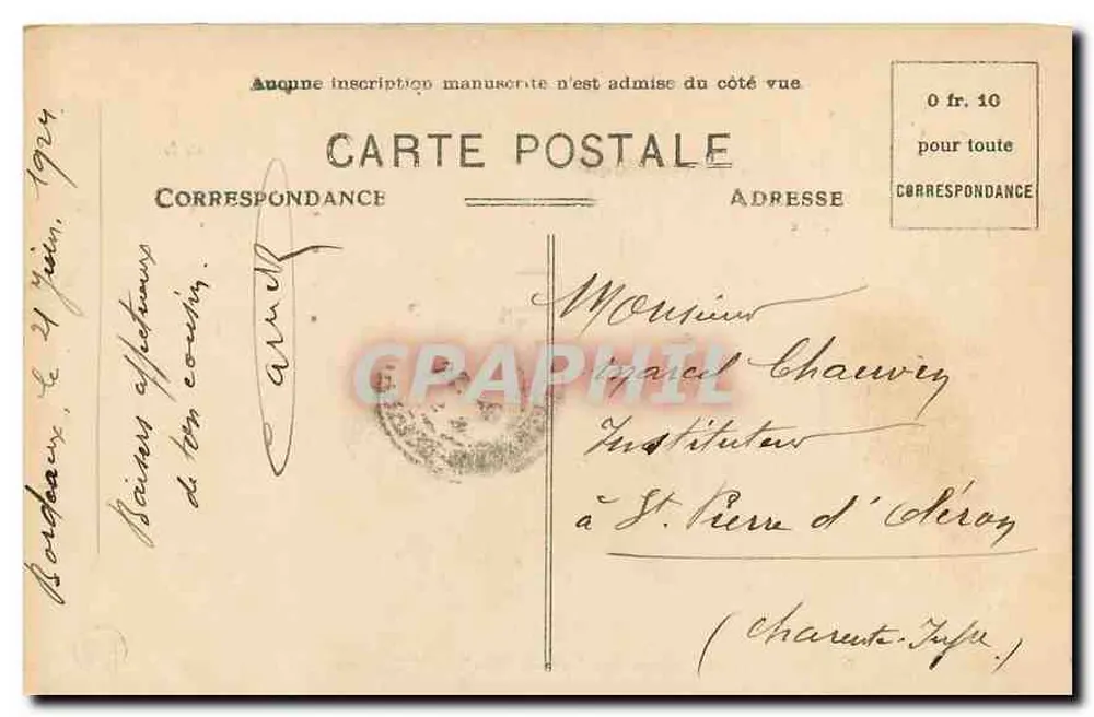 Bordeaux - Das Denkmal der Girondins und der Place des Quinconces — Verlag B. R. n°20 - Rückseite