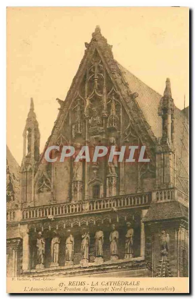 Reims - Die Kathedrale - Die Verkündigung - Fronçon du Trônept Nord (vor der Restauration) — F. Gollnier, Fotograf, Verleger - Vorderseite
