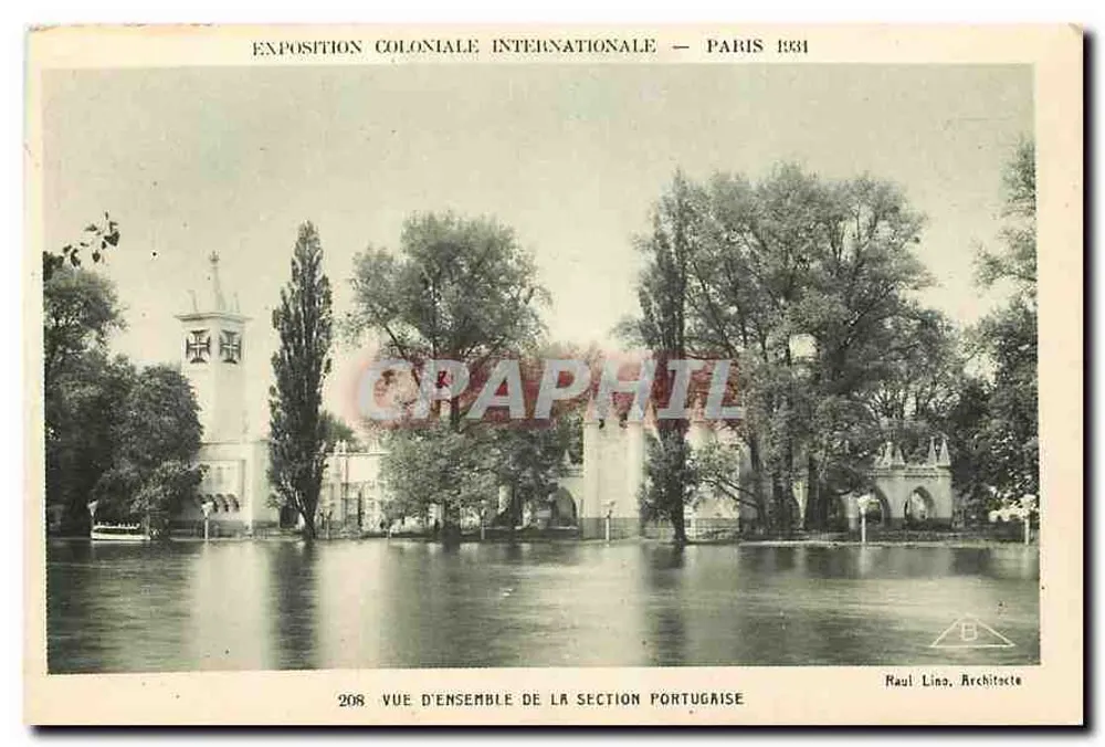 Internationale Kolonialausstellung — Paris 1931 — Panoramablick auf den portugiesischen Bereich — Raul Lino, Architekt - Vorderseite