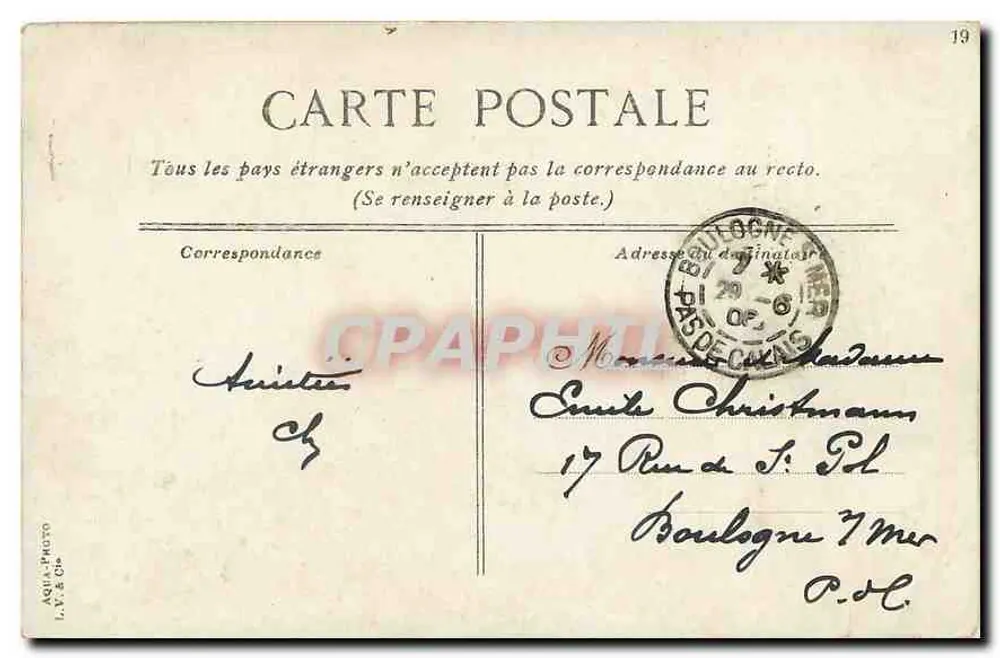 Paris - Bois de Boulogne. A Cascata — editor L.V. & Cie - Verso
