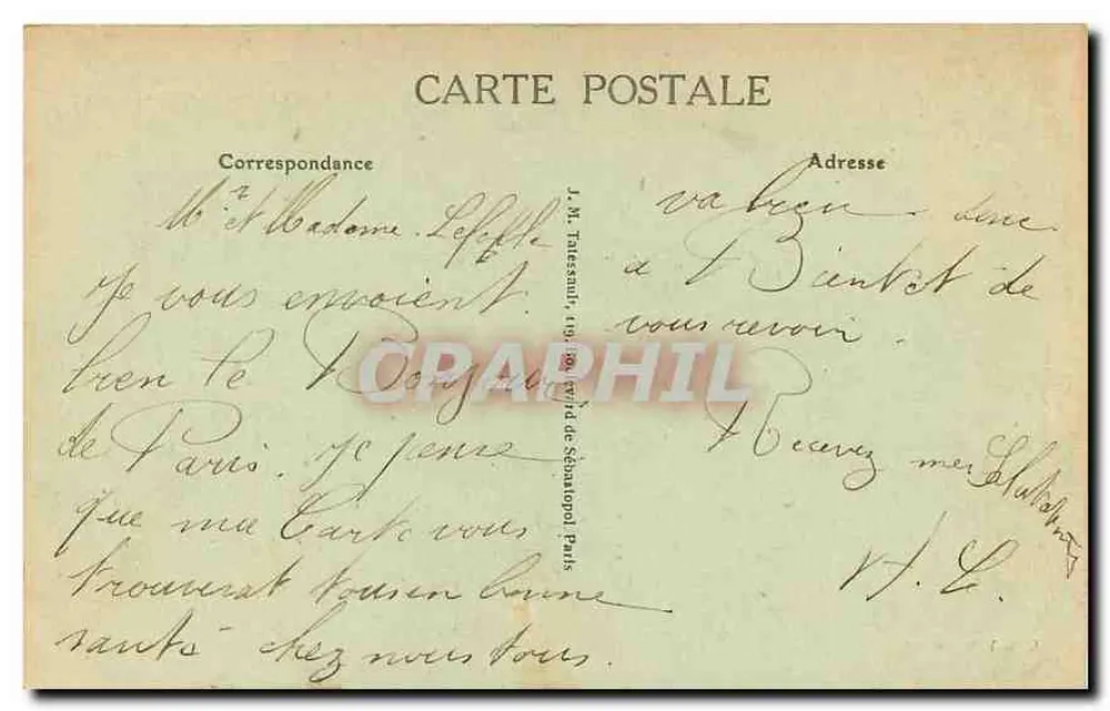 Paris - Estátua e Praça da República — J. M. T. Paris, n°26 - Verso
