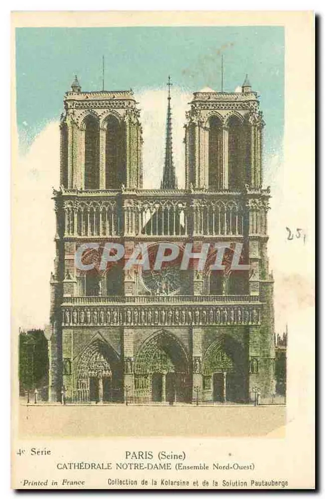 KATHEDRALE NOTRE-DAME (Nordwest-Ensemble) — PARIS (Seine) — Sammlung von Kolarsine und Lösung Pautaubeerge, 4. Serie - Vorderseite