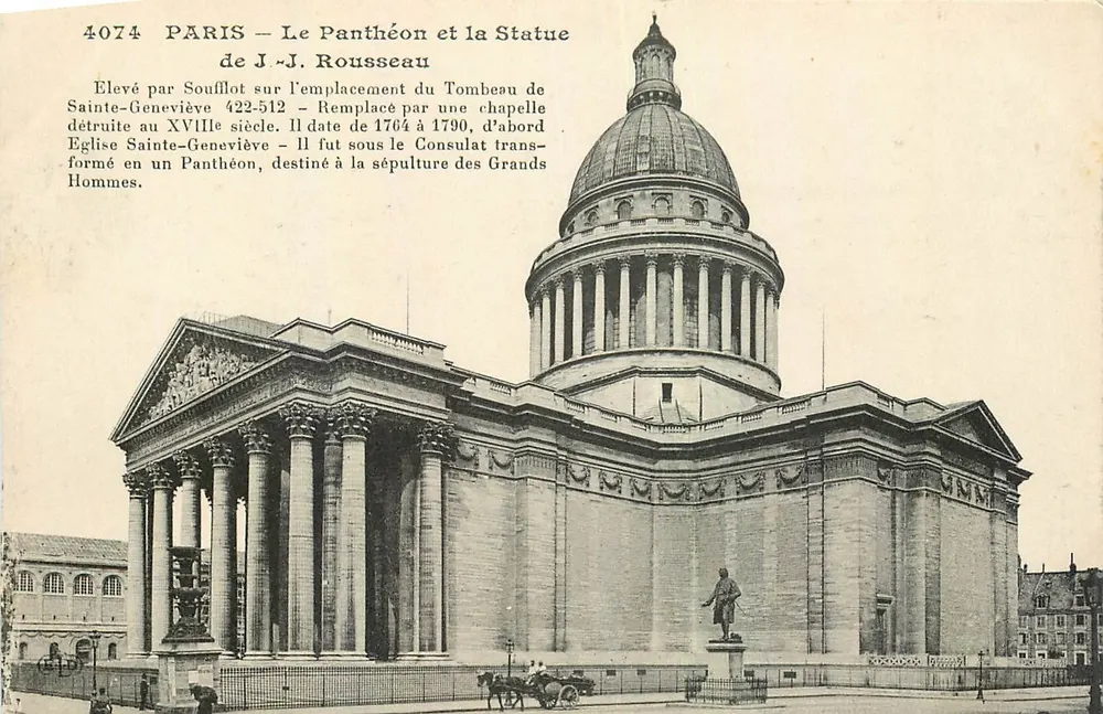 Paris – Le Panthéon et la Statue de J.-J. Rousseau — éditeur J.-J. Rousseau, n° 4074 - Recto