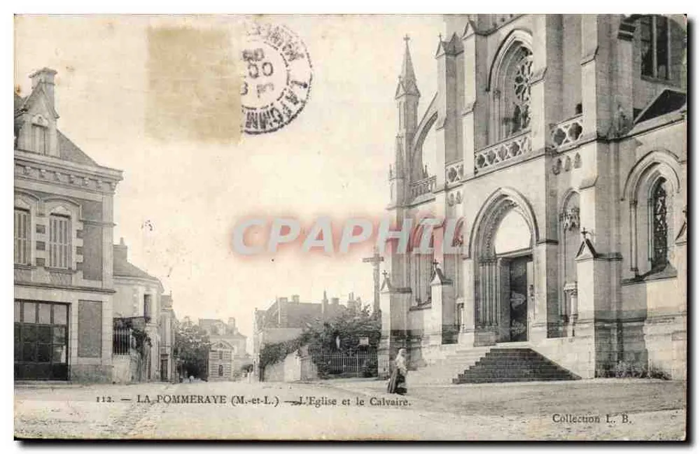 La Pommeraye (M.-et-L.) — L'Église et le Calvaire — Collection L. B. - Recto