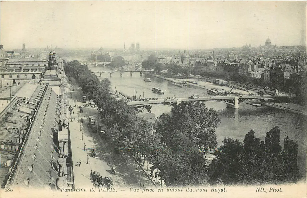 Panorama von PARIS — Aufnahme stromaufwärts vom Pont Royal — ND. Foto Nr. 280 - Vorderseite