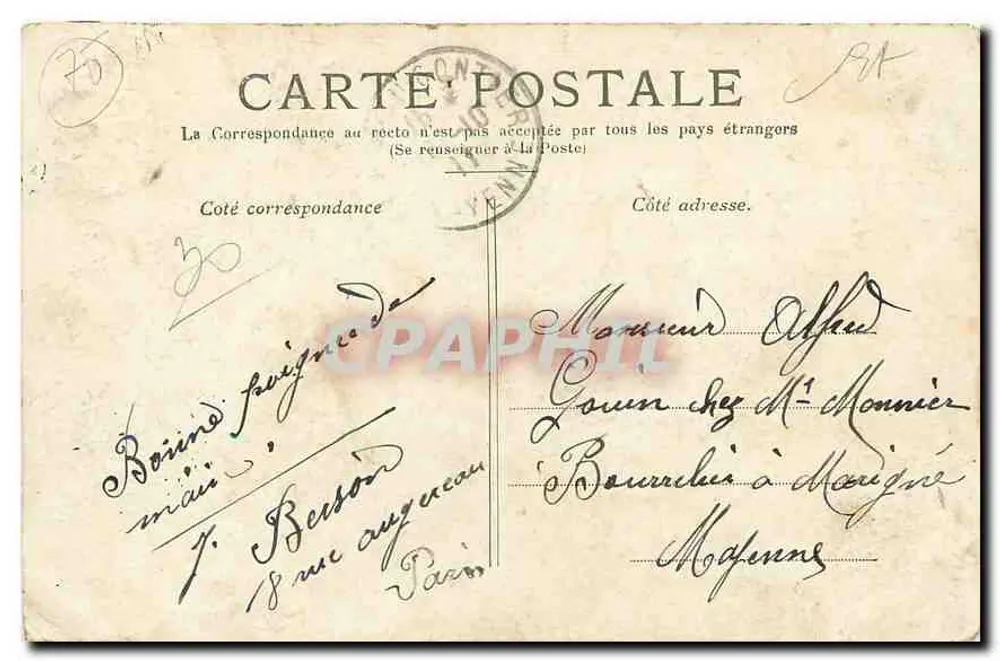 PARIS — O Boulevard dos Italianos — Editor desconhecido, número de série não visível - Verso
