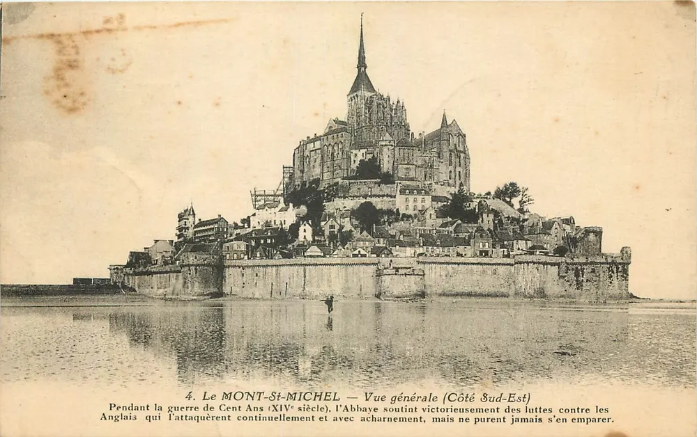Mont-Saint-Michel — Vue générale (Côté Sud-Est) — J. Nézars, Édit. 13, rue du Coteau, Nantes - Recto