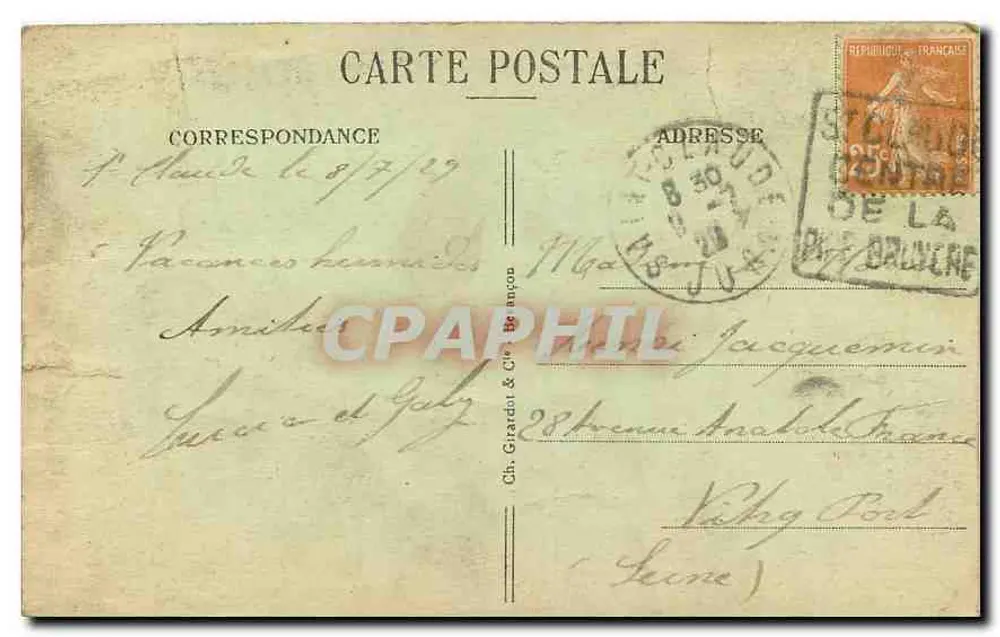 SAINT-CLAUDE (Jura) — Zentralbrücke und Mont Bayard — Verlag Ch. Girardot & Cie, Nr. 23187 - Rückseite