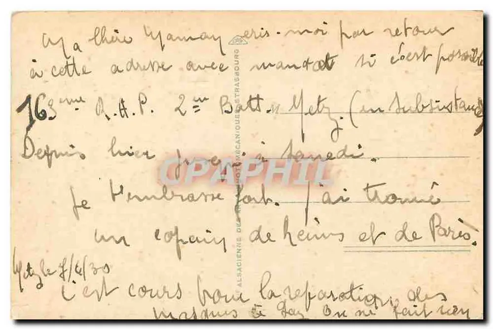 Metz — La Digue de la Pucelle et la Cathédrale — Éditeur : A. P. (n° 127) - Verso