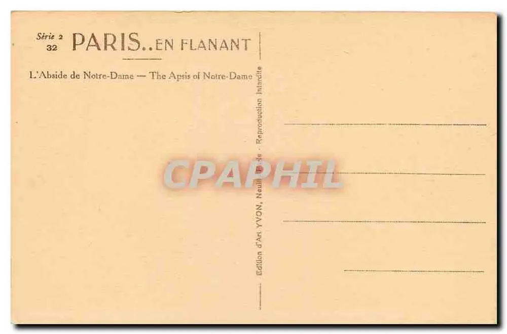 Nossa Senhora de Paris — A Apside de Nossa Senhora de Paris — Edição de Arte YVON - Verso