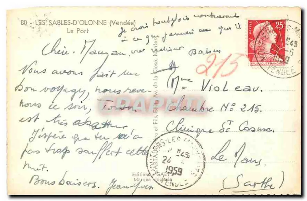 Les Sables-d'Olonne (Vendée) — Le Port — Éditions Gaby - Verso