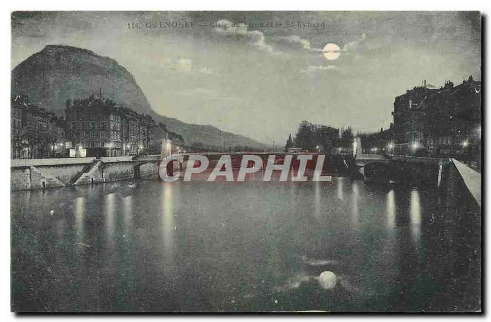 Grenoble — Claro de Lua e o Monte São Bernardo — Editor: C. L. B. n° 118 - Frente