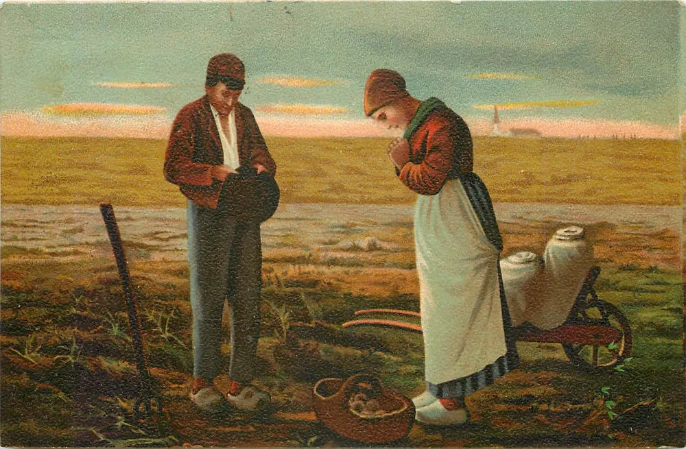Dwie chłopki na polu — scena pracy — K.F. Wydawnictwo, Paryż, seria 298 - Awers