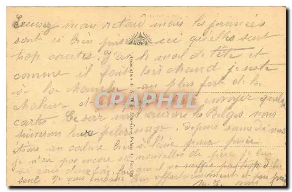 Lourdes - Bênção dos Doentes — Bilhete postal antigo n°65, editor AD - Verso
