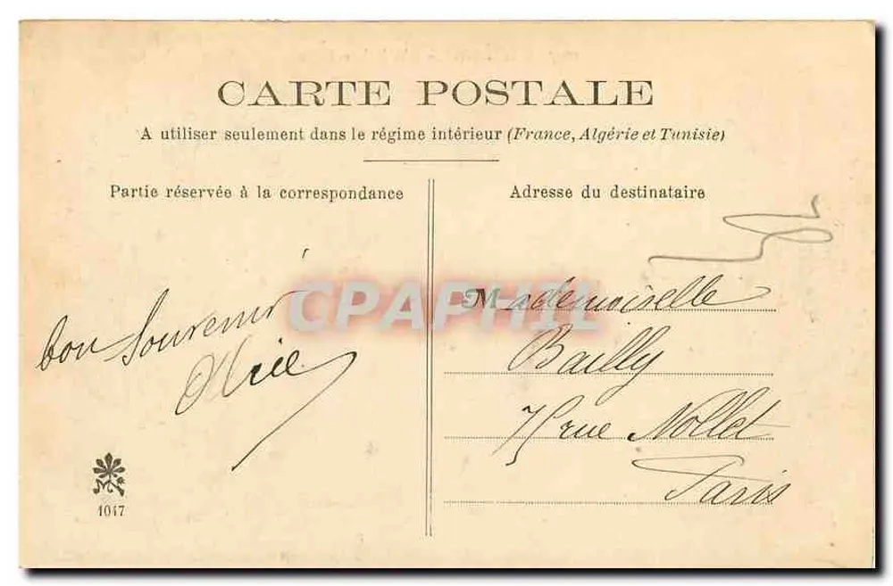 Orléans - O Hotel de Ville — editor anônimo, n° de série 1047 - Verso