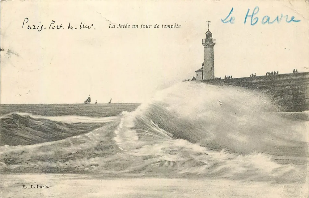 Hafen von Lourdes — Die Mole an einem Sturmtag — V. P. Paris - Vorderseite