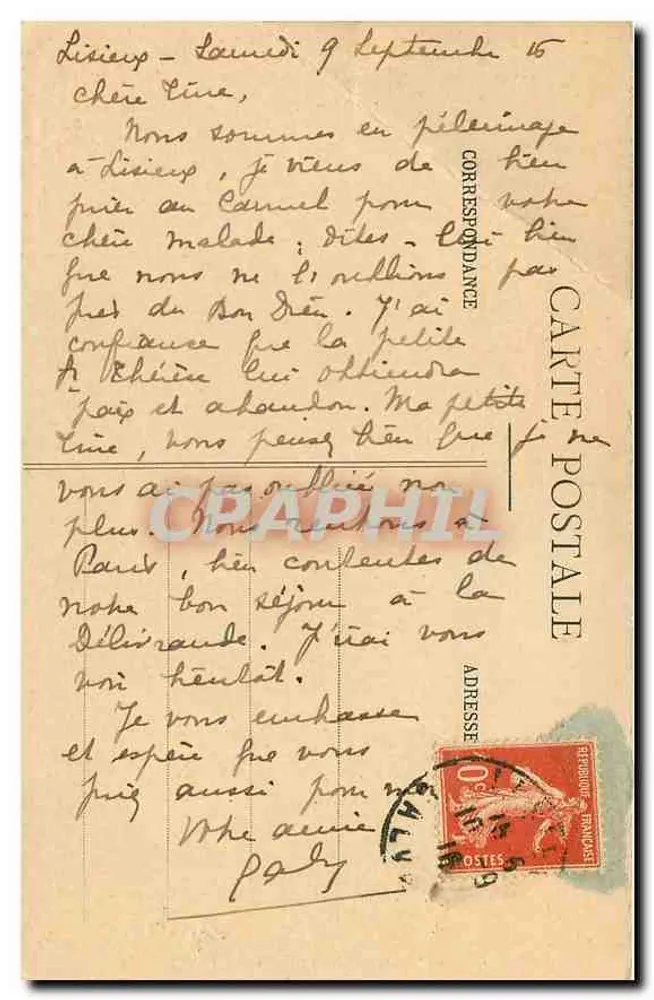 Pensionnat des Bénédictines de Lisieux — Édifice principal — Imprimerie Clicade Filion, Lisieux, Calvados - Verso